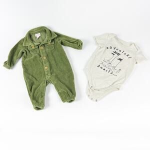 Baby bundle ribbed green jumpsuit 0-3M and Dr Seuss 6-9M